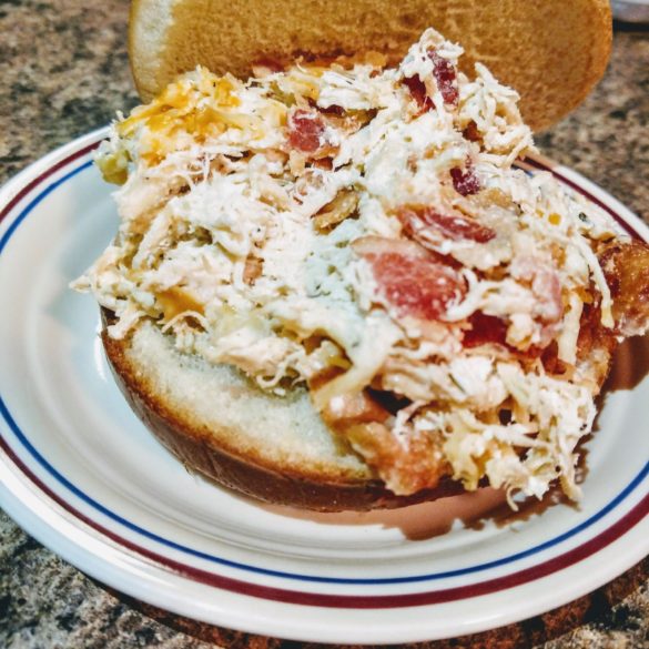 Instant Pot Chicken Bacon Ranch Sandwich (Crack Chicken)